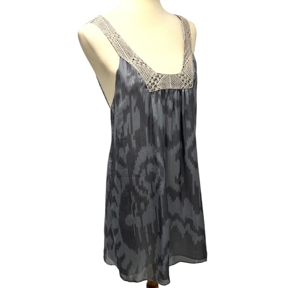 Jenni Kayne Silk Gray Print Square Neck Open Back Dress Womens 8 - Picture 7 of 11